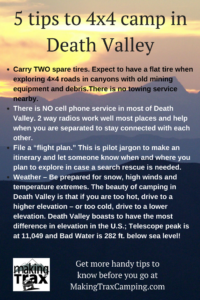 Handy tips for 4x4 camping in Death Valley
